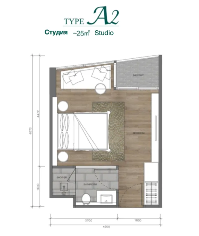 Студия 1 комната 25 м² Пхукет, Таиланд